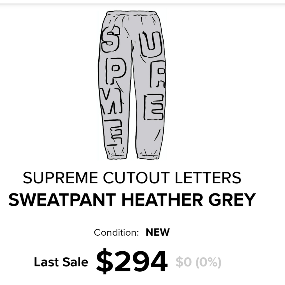Supreme cut out letters sweatpants